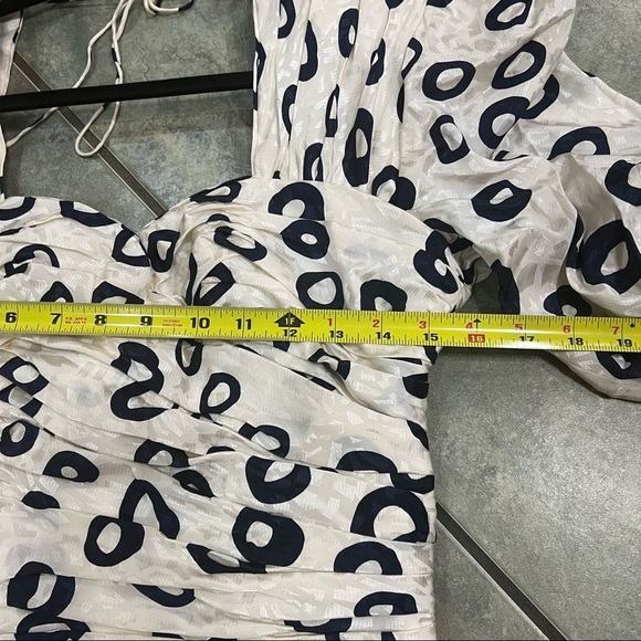 Rare Vintage 80's Flora Kung Dress Designer Silk Sz 12 Ruches Waist Pokadot Boho - Picture 7 of 10